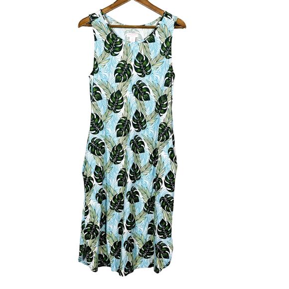 Tommy Bahama Sleepwear Tank Dress Palm Print Sleeveless Pajama - M - Picture 1 of 4